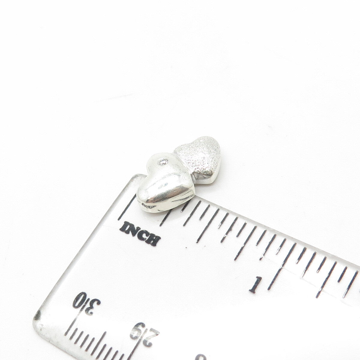 925 Sterling Silver Real Diamond Accent Heart Couple Slide Pendant