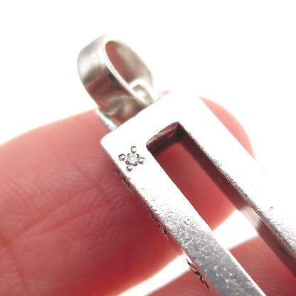 925 Sterling Silver Vintage Real Diamond Roman Numbers Clover Charm Pendant