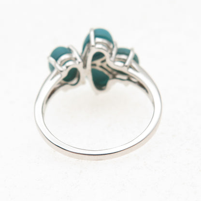 925 Sterling Silver Real Kingman Turquoise Cluster Ring Size 8
