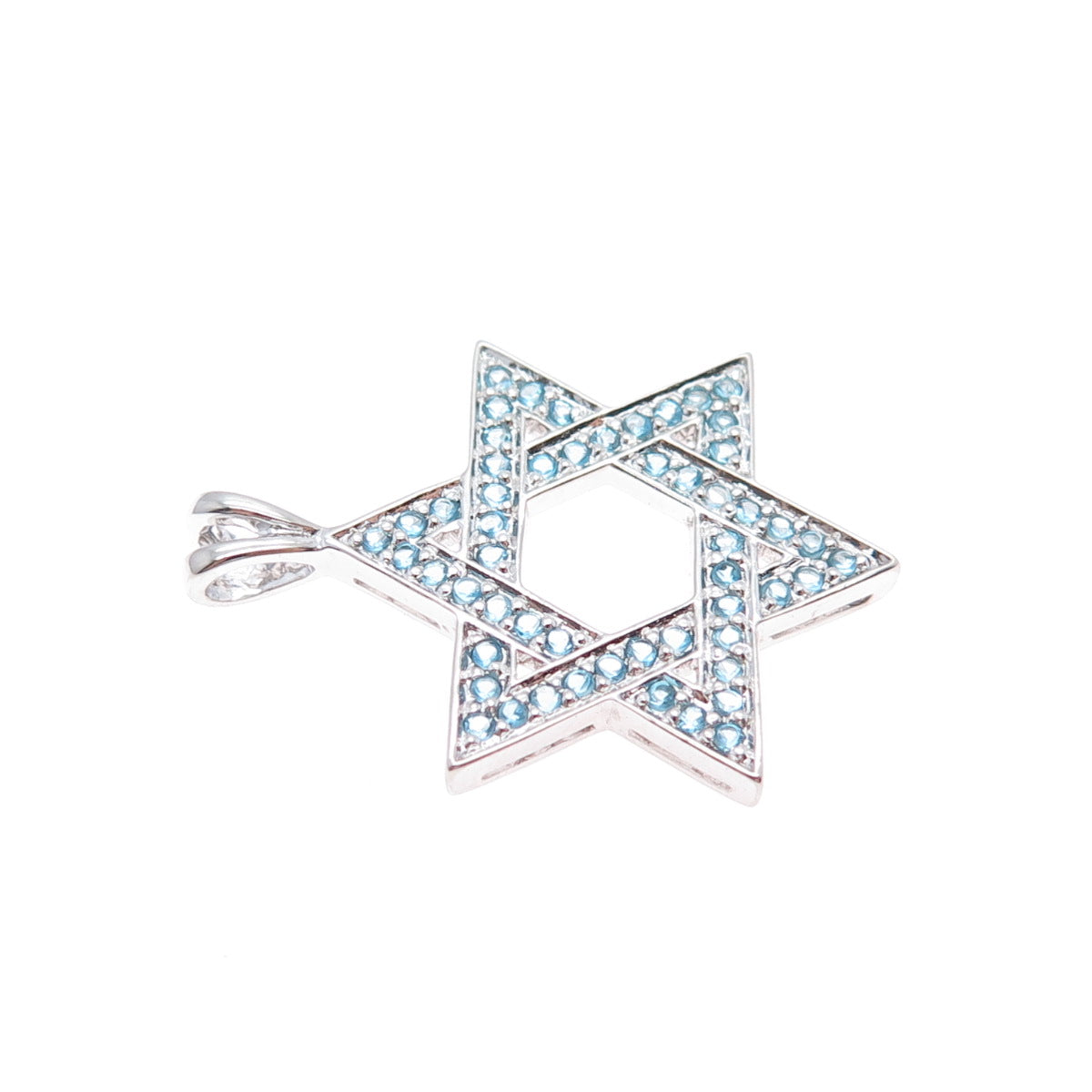UNCAS 925 Sterling Silver Round-Cut Blue C Z Star of David Charm Pendant