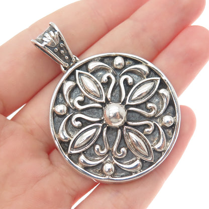 MWS Mark Wasserman Samara Sterling Silver Vintage Mexico Flower Oxidized Pendant