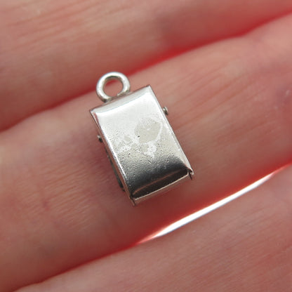 925 Sterling Silver Antique Art Deco Mail Box Minimalist 3D Charm Pendant