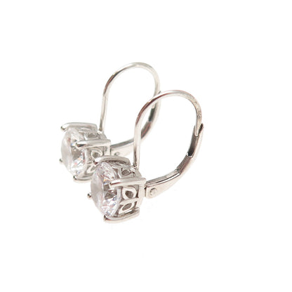 925 Sterling Silver Round-Cut C Z Earrings