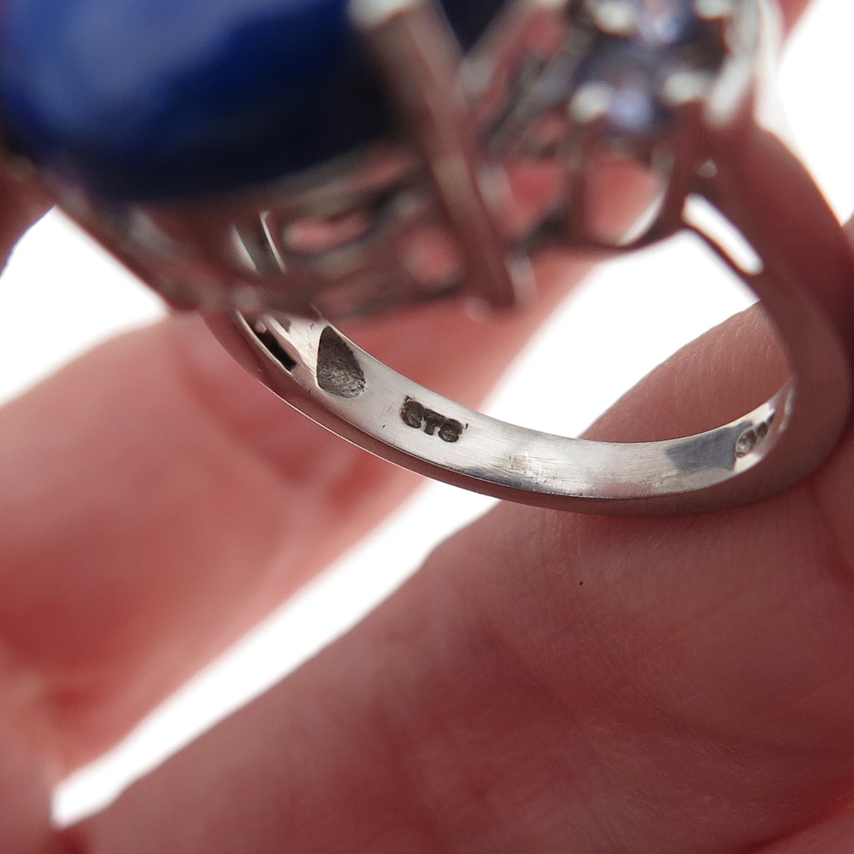 Chuck Clemency 925 Sterling Silver Real Lapis & Tanzanite Ring Size 7.75