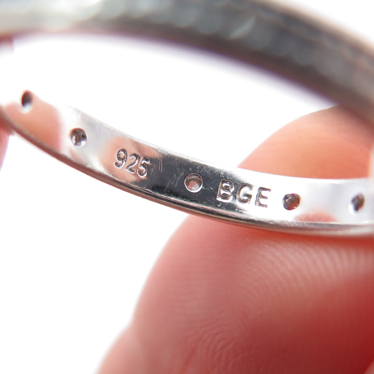 BGE BRADFORD Sterling Silver Real Diamond Interlocked Eternity Ring Size 6.75