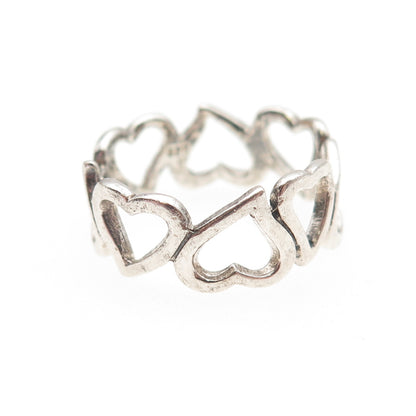 925 Sterling Silver Vintage Open Heart All Around Ring Size 8