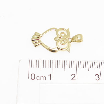 14K Yellow Gold Wise Owl Minimalist Charm Pendant