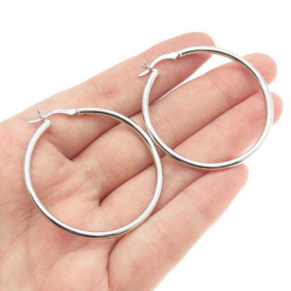 925 Sterling Silver Classic Hinged Hoop Earrings