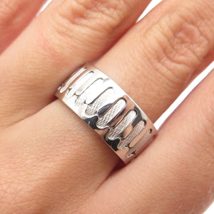 NEOS 925 Sterling Silver Textured Sewing Stitches Band Ring Size 7.75