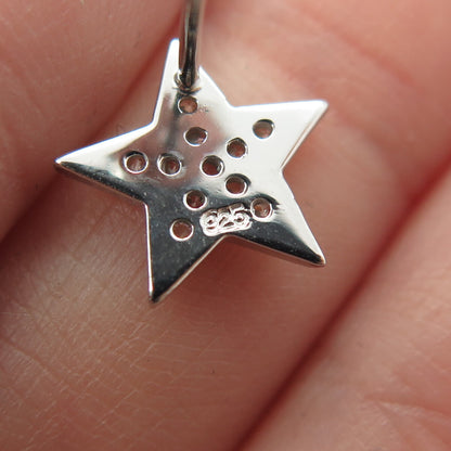 925 Sterling Silver Round-Cut Shaped C Z Star Stud Earrings