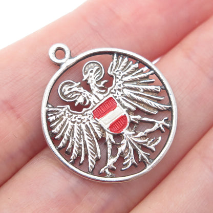 835 Silver Vintage Enamel Austria Coat of Arms Minimalist Charm Pendant