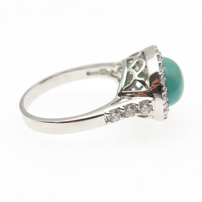 ESPO Joseph Esposito 925 Sterling Silver Real Turquoise & C Z Ring Size 10