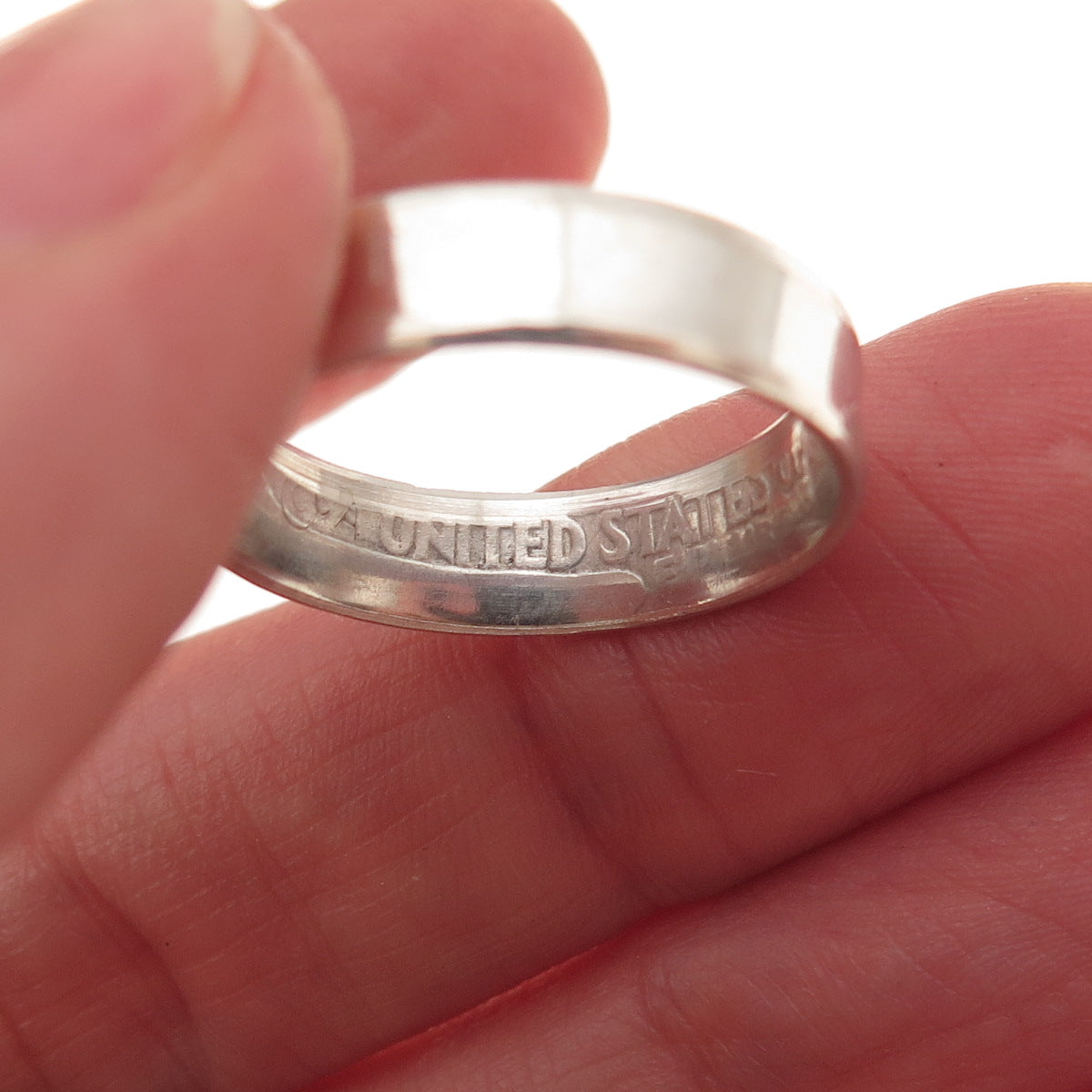900 Silver Antique 1942 US Washington Quarter Dollar Coin Band Ring Size 7.25