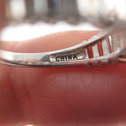 925 Sterling Silver Graduated Emerald-Cut C Z Promise Ring Size 6.25