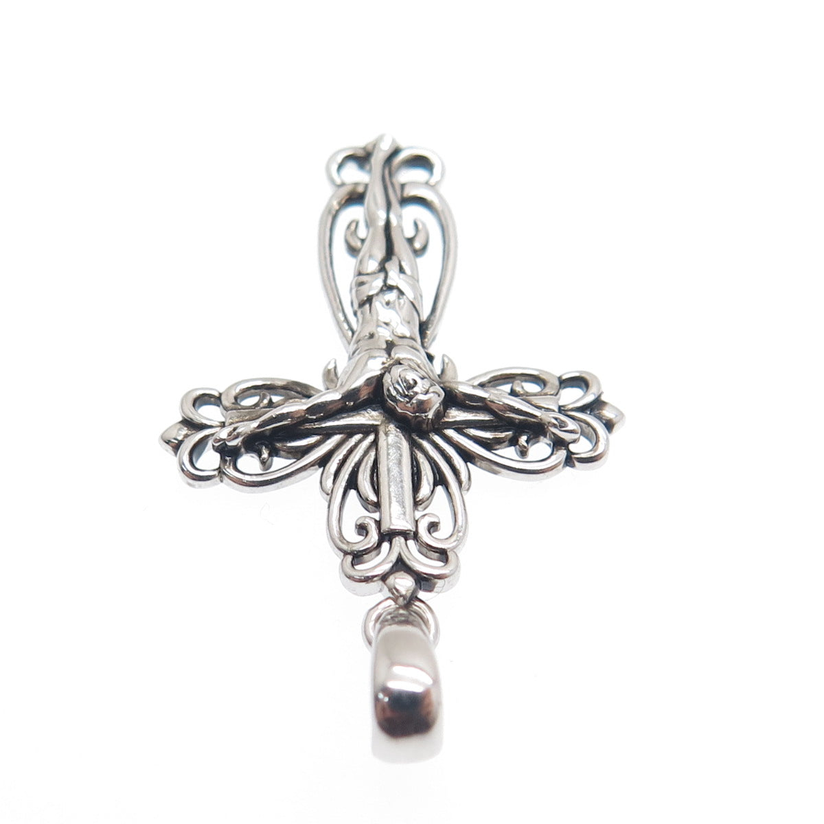 REGINA LANE 925 Sterling Silver Ornate Crucifix Cross Religious Pendant