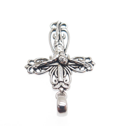 REGINA LANE 925 Sterling Silver Ornate Crucifix Cross Religious Pendant
