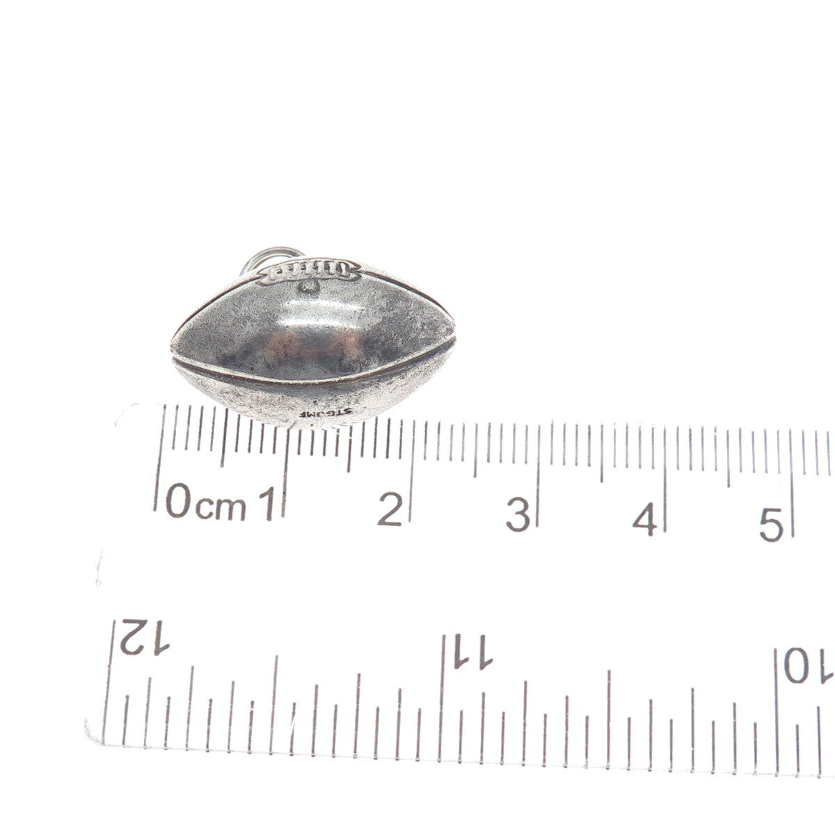 925 Sterling Silver Antique Art Deco Football Ball Oxidized 3D Charm Pendant