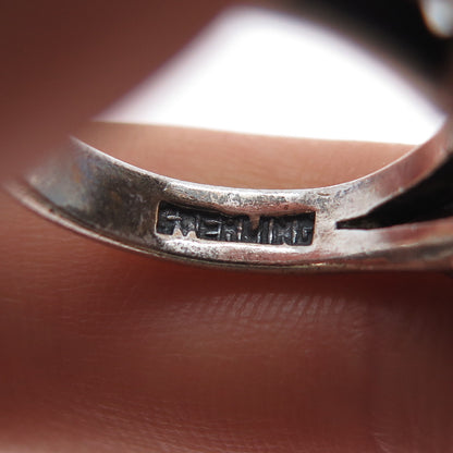 CARMEN BECKMANN 925 Sterling Silver Vintage Mexico Real Opal Ring Size 6.5