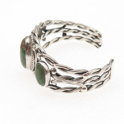 Old Pawn 925 Sterling Silver Vintage Multi-Turquoise Adjustable Bracelet 6.5"