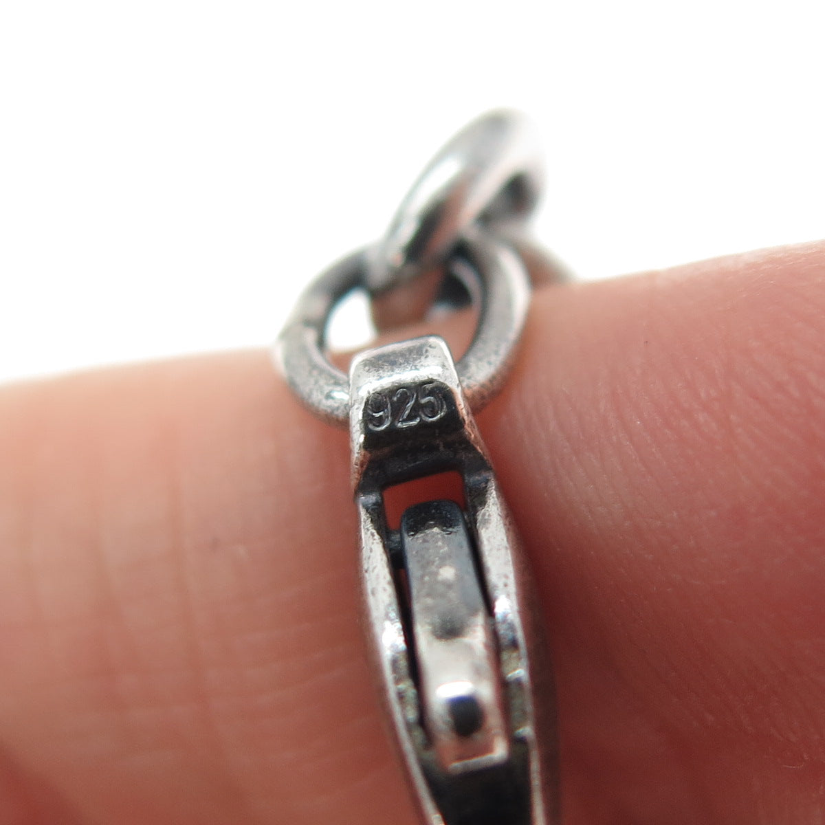 925 Sterling Silver Vintage Cable Link Oxidized Bracelet 7"