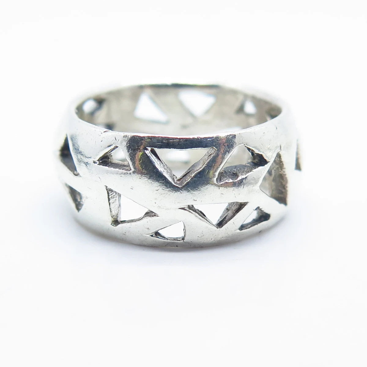 925 Sterling Silver Vintage Geometric Band Ring Size 6.75