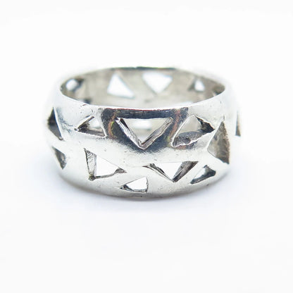 925 Sterling Silver Vintage Geometric Band Ring Size 6.75