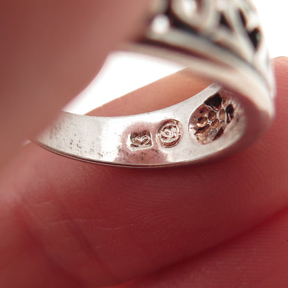 925 Sterling Silver Vintage 2000 Millennium Oxidized Ring Size 6