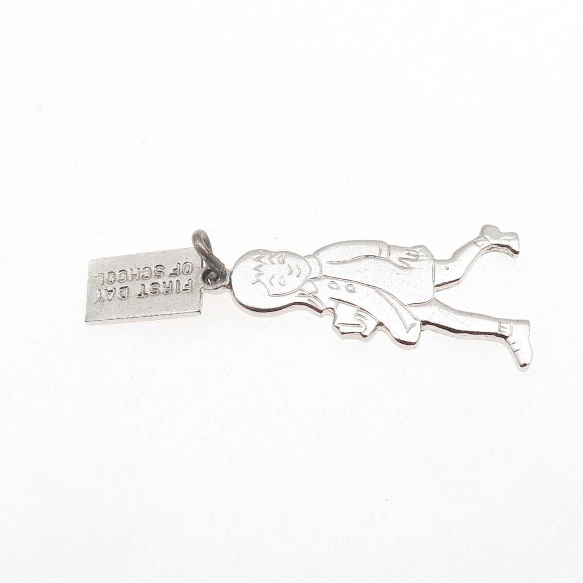 Griffith & Sons Sterling Silver Vintage First Day of School Girl Charm Pendant