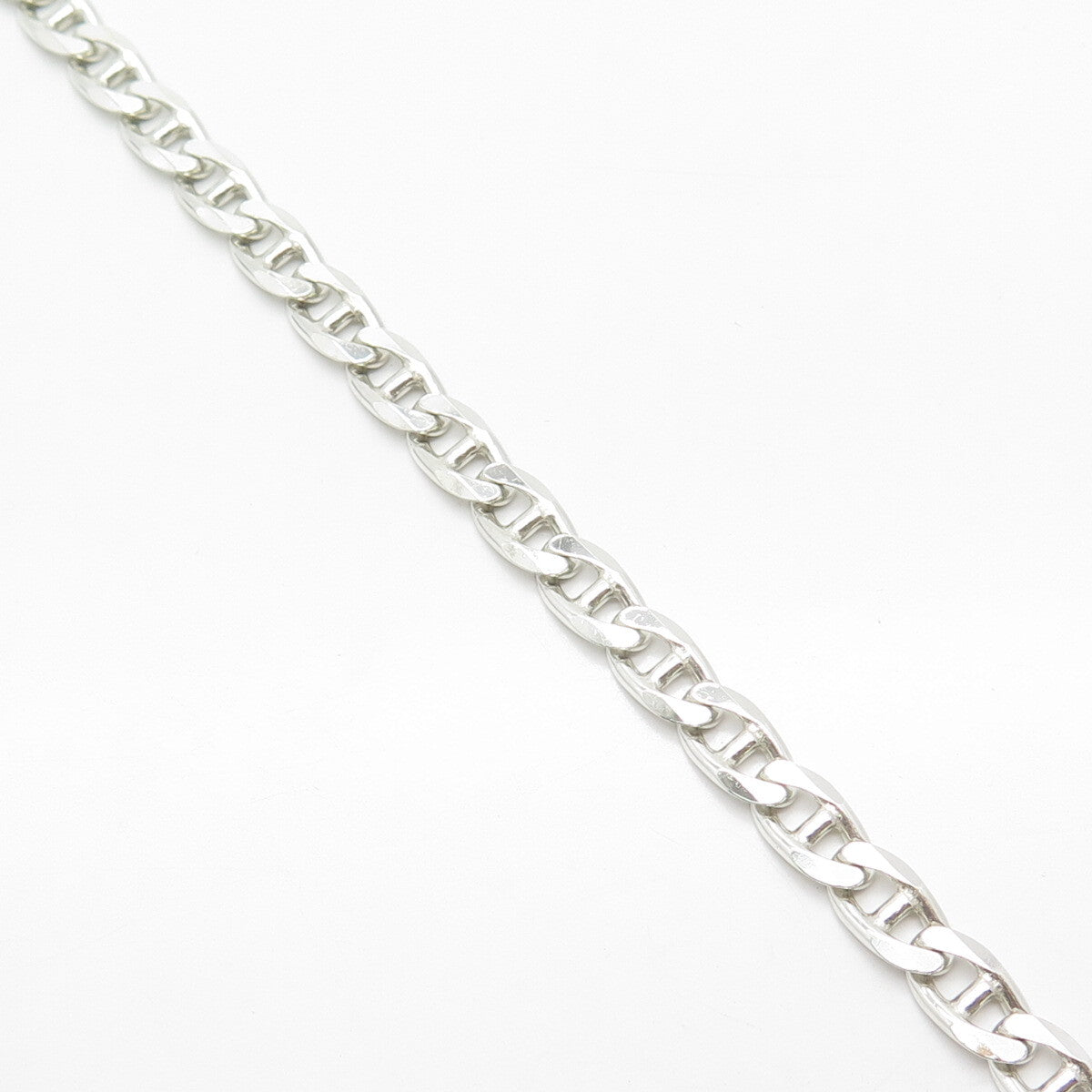 925 Sterling Silver Italy Anchor Mariner Link Bracelet 8"
