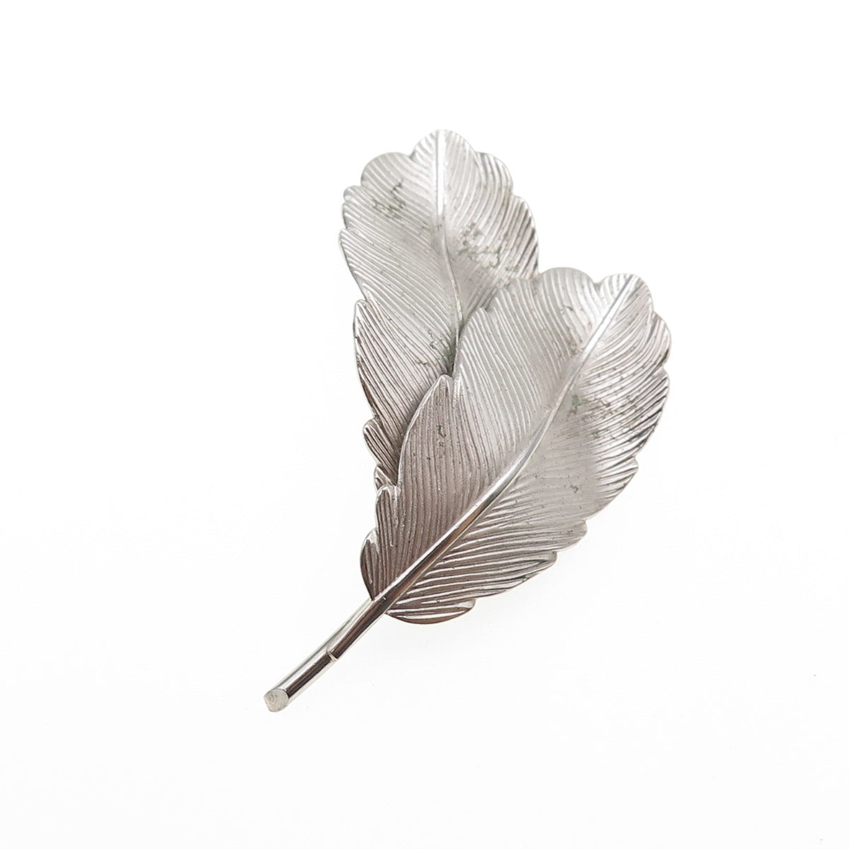 DuBARRY F.A. 925 Sterling Silver Antique Art Deco Feather Oxidized Pin Brooch