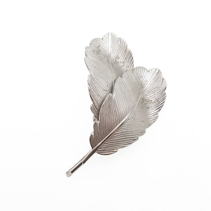 DuBARRY F.A. 925 Sterling Silver Antique Art Deco Feather Oxidized Pin Brooch