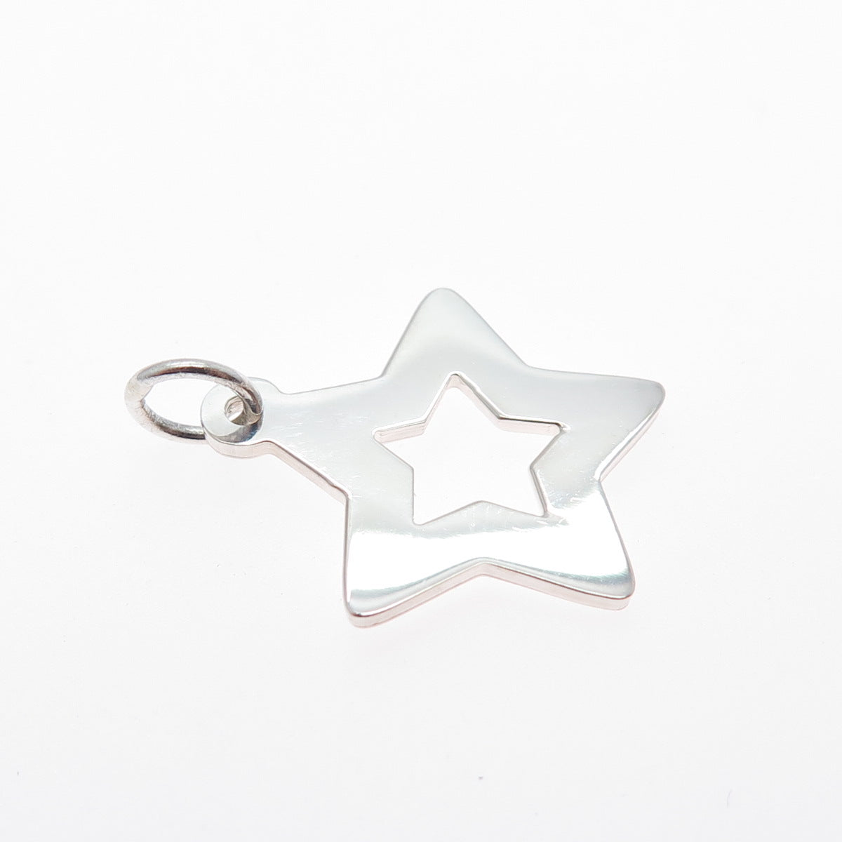 925 Sterling Silver Vintage Open Star Minimalist Charm Pendant