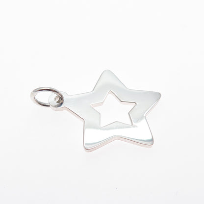 925 Sterling Silver Vintage Open Star Minimalist Charm Pendant