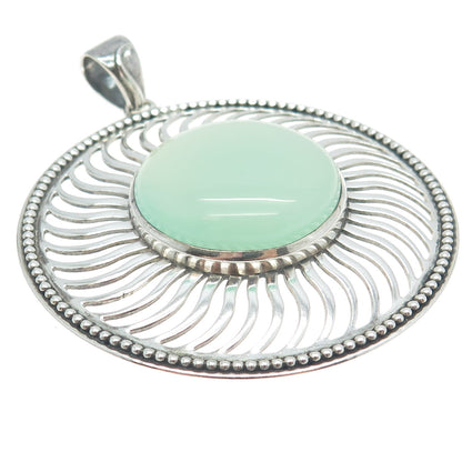 DOUG PAULUS 925 Sterling Silver Vintage Real Chalcedony Sun Round Pendant