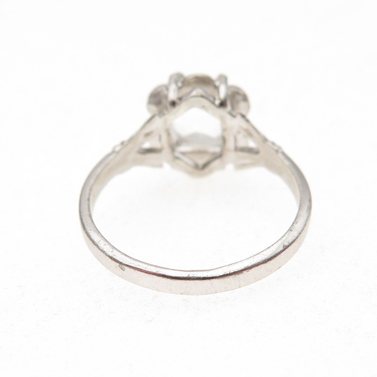 Vargas 925 Sterling Silver Antique Art Deco Rhinestone Engagement Ring Size 6.5