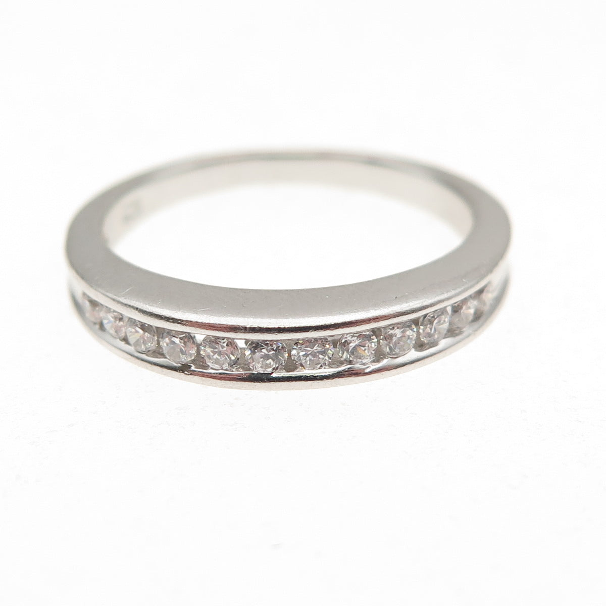 925 Sterling Silver Round-Cut C Z Half Eternity Band Ring Size 7.25