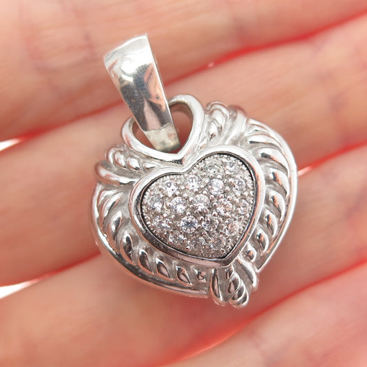 ROBERT LEE MORRIS 925 Sterling Silver Round-Cut C Z Heart Pendant