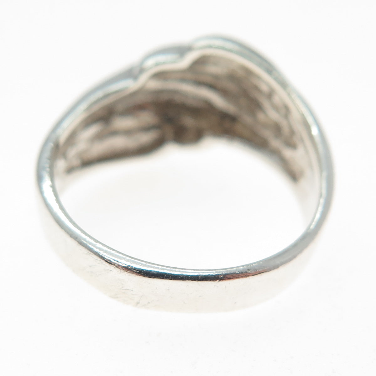 925 Sterling Silver Vintage Modernist Bypass Ring Size 7.75