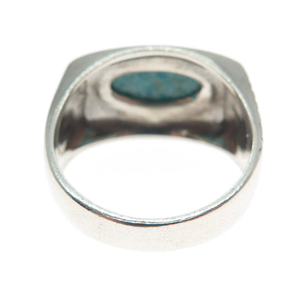 DESERT WIND 925 Sterling Silver Southwestern Turquoise Modernist Ring Size 10
