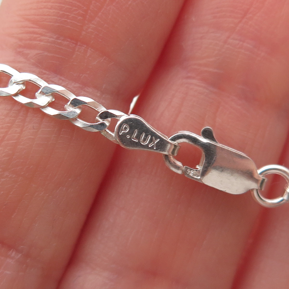 P. Lux 925 Sterling Silver Italy Curb Chain Necklace 20"