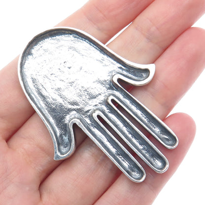 925 Sterling Silver Vintage Star of David Hamsa Oxidized Amulet