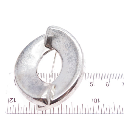 925 Sterling Silver Vintage Mexico Modernist Oxidized Pin Brooch