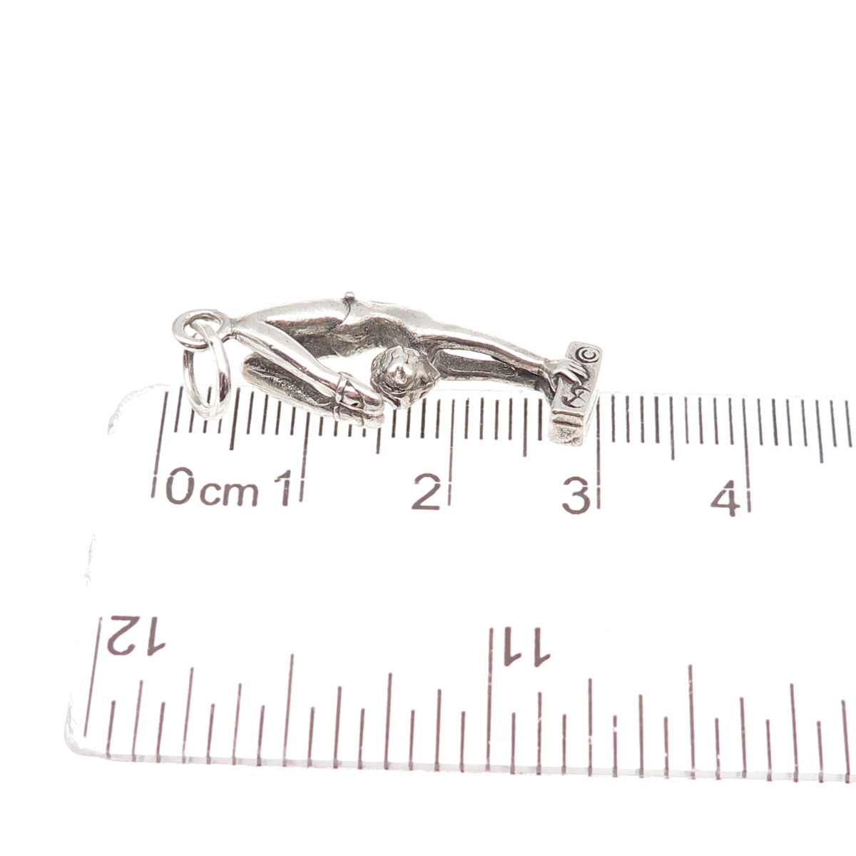 Shube 925 Sterling Silver Vintage Female Gymnast Oxidized 3D Charm Pendant
