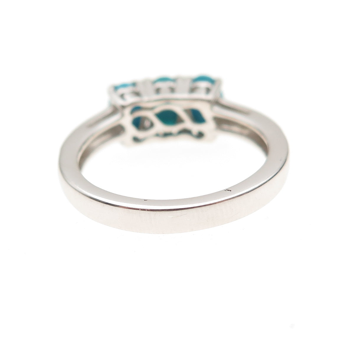 Chuck Clemency 925 Sterling Silver Real Turquoise & White Topaz Ring Size 6.25