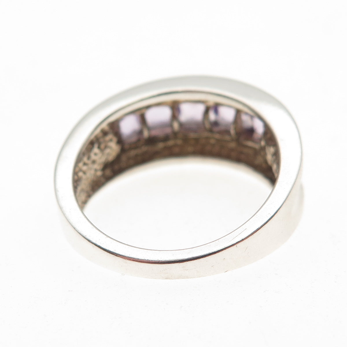 Michelle Albala 925 Sterling Silver Vintage Princess-Cut Amethyst Ring Size 7.25