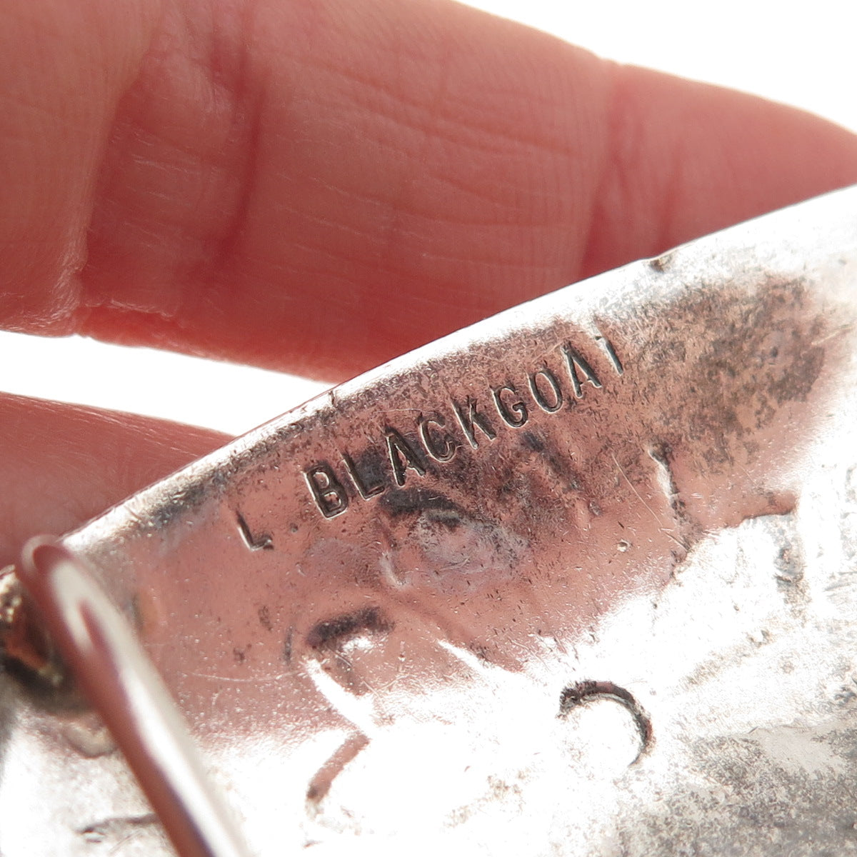 Larson & Bertha Blackgoat Navajo Old Pawn Sterling Silver Vintage Belt Buckle