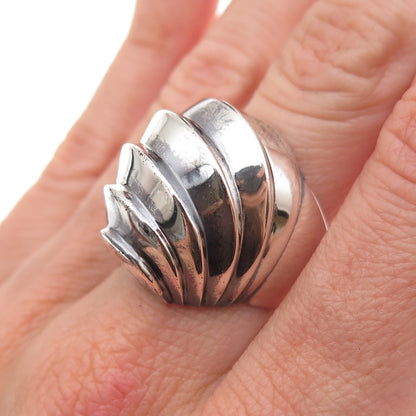 925 Sterling Silver Vintage Modernist Oxidized Ring Size 7.5