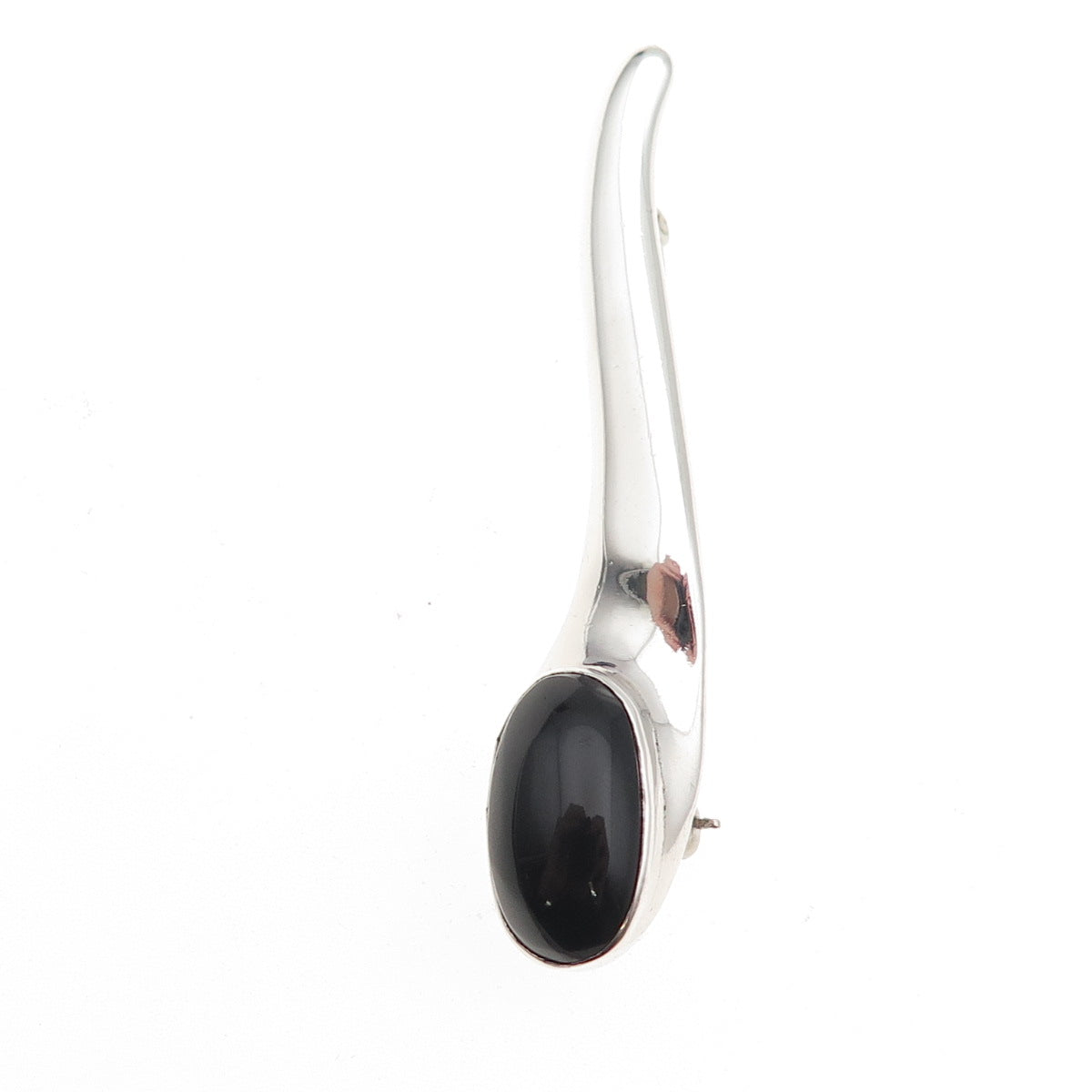 925 Sterling Silver Vintage Mexico Real Black Onyx Modernist Pin Brooch
