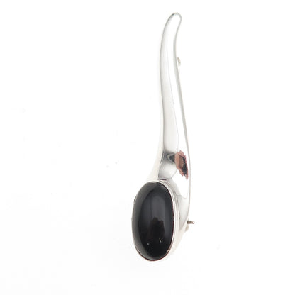 925 Sterling Silver Vintage Mexico Real Black Onyx Modernist Pin Brooch
