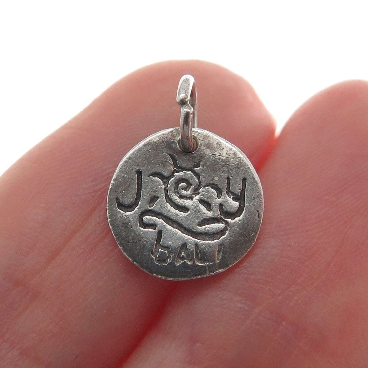925 Sterling Silver Vintage Joy Bali Minimalist Charm Pendant